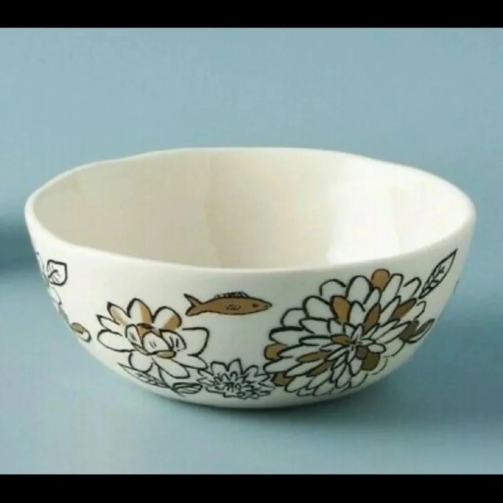 Anthropologie Cereal Bowl Floral Set of 2